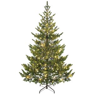 <b>6ft</b> Artificial Prelit Sparse Cedar Christmas <b>Tree</b> with LED Lights and 1933 Tips Home Office Steel Base Holiday Decor - Product Image 1