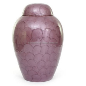 Urnas de cremación de latón de cúpula superior de alta calidad con urnas funerarias de Metal con acabado de esmalte púrpura para cenizas humanas - Product Image 1