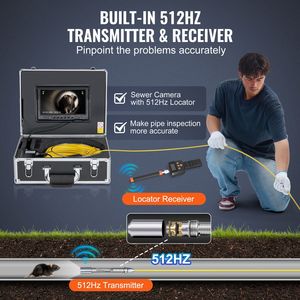 Caméra d'inspection de canalisation auto-nivelante 512 Hz avec localisateur, zoom 36X, portée 30 m, endoscope industriel pour égouts et plomberie - Product Image 2