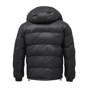Manteau d'hiver pour homme avec logo personnalisé OEM, capuche amovible, coupe-vent, fermeture éclair, col montant, veste matelassée unisexe - Product Image 2