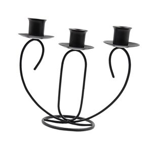 Support de bougie trident en acier noir patiné fait main, bougeoir rustique en métal pour table, cheminée, décoration intérieure - Product Image 5