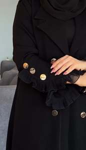 Hot sale Dubai Women's Solid <b>Black</b> Floor Length Abaya <b>Long</b> Sleeve Round Neck Modest <b>Maxi</b> <b>Dress</b> - Product Image 6