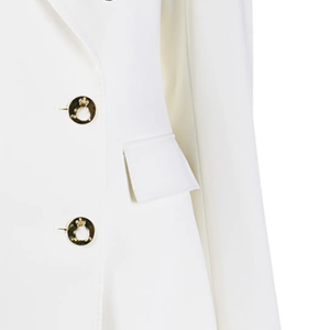 Blazer de Mujer de Alta Calidad, Blanco, Manga Larga, Tejido Sólido, Corte Entallado, Estilo Sorority, Personalizable con Logotipo, Primavera 2026 - Product Image 2