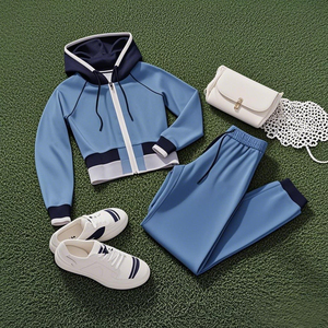 Ensemble de survêtement évasé de créateur de haute qualité pour homme, en coton tissé 100% vintage, coupe slim, effet vieilli, avec sweat à capuche zippé, séchage rapide, idéal pour l'hiver - Product Image 2