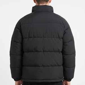 Blouson matelassé noir pour homme Hawk Eye, col montant, fermeture éclair, coupe-vent, décontracté, hiver, rembourrage polyester, coupe épaisse - Product Image 2
