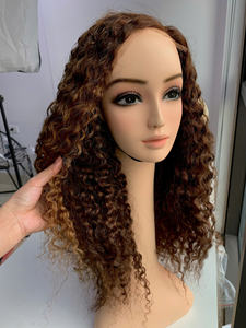 Wholesale Premium High Quality Remy Vietnamese Bulk <b>Long</b> Curly Hair Lace Closure <b>Wig</b> <b>Black</b> Brown Color - Product Image 3