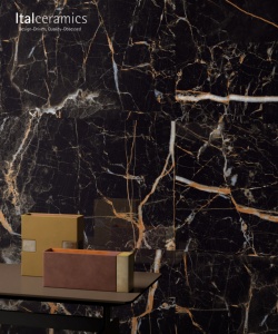 กระเบื้องบุผนังลายหินอ่อนสีดำ MARQUINA GOLD |   กระเบื้องเคลือบเงาสีดำลายทองหรูหรา ป้องกันการลื่น - Product Image 1