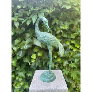 Cisne de Metal con Base, Escultura Decorativa para Mostrador, Acabado Verde Pátina Antigua, Figura Decorativa de Cisne - Product Image 2