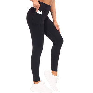 Leggings femme taille mi-haute couleur unie, faible MOQ, haute qualité, respirants, écologiques, personnalisables, pantalons de fitness à taille élastique - Product Image 2