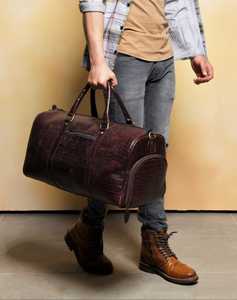 Sac de voyage en cuir véritable à motif crocodile de luxe personnalisé, sac de voyage vintage pour hommes, sac de week-end, sac de voyage pour une nuit, vente en gros - Product Image 3