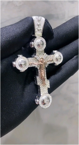 CONCEPTION Pendentif Croix Personnalisé en Moissanite, Style Hip Hop Rapper, Initiales Serties de Pierres, Plaqué Or 18K, Unisexe, Bijoux en Argent Sterling 925 - Product Image 4