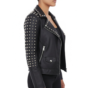 <b>Women</b> Classic Genuine Leather <b>Jacket</b> Ladies Timeless Biker Style Slim Fit <b>Zip</b>-<b>Up</b> Customized Logo Factory Price Wholesale - Product Image 2