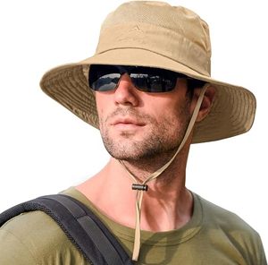 Unisex Wide Brim Sun <b>Hat</b> Adjustable Strap Breathable Waterproof Mesh 3D Embroidery Washed Outdoor <b>Summer</b> Casual for Adults - Product Image 1