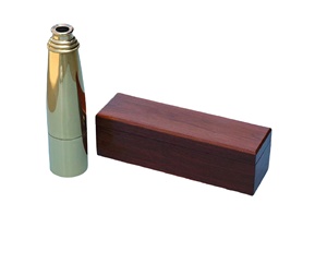 กล้องส่องทางไกลขนาดเล็กแบบโบราณแว่นตาทองเหลืองสอดแนมพร้อมกล่องไม้ - Product Image 1