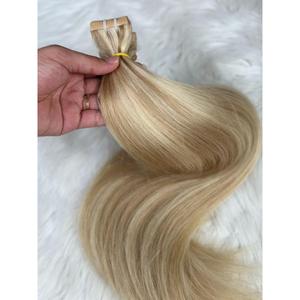 Extensiones de cabello humano virgen a granel, lisas, rubias, con puntas completas, trama única, extensiones de cabello con cinta adhesiva sin costuras - Product Image 3