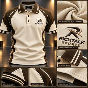 Camiseta de Manga Corta para Hombre, Bordada, Transpirable, Corte Regular, Diseño Deportivo, Color Sólido, Tejido de Punto, 100% Algodón de Alta Calidad - Product Image 6