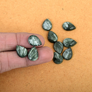 Indian Supplier High Quality Natural Seraphinite Green Pear Shape Loose Cabochon Gemstones For Jewelry Making At A <b>Cheap</b> Prices - Product Image 4