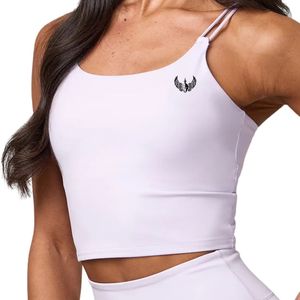 Camiseta sin mangas larga blanca para mujer, ajustada, elástica, para fitness, gimnasio, entrenamiento, estilo de vida, ropa de moda - Product Image 3