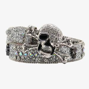Ceinture en cuir pour homme, style Y2K punk, avec sequins, incrustation de crâne, strass et boucle en alliage, style rétro avec accessoires à rivets - Product Image 3