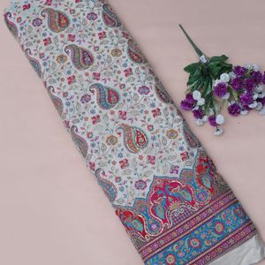 Kurti Anarkali pour filles en tissu crêpe ethnique indien léger, blanc opulent, à motif cachemire paon Daman, 54 pouces, avec broderie de sequins - Product Image 4