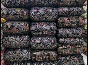 Wholesale 44 Inch Heavy Work <b>Embroidery</b> Fabric Luxury Stone Work Dress <b>Material</b> 55 Inch Panna Premium Quality Textile Factory - Product Image 2