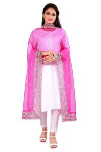 Dupatta de Tela Rosa Lavanda de Diseño Moderno, Estilo Indio-Pakistaní, Exclusivo y de Última Moda para Mujeres, Ideal para Bodas y Eventos Étnicos - Product Image 3