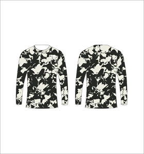 Men <b>Charcoal</b> And Cream Camouflage Long Sleeve <b>T</b> <b>Shirt</b> Abstract Pattern Crewneck Tee Casual Streetwear Tops Gym - Product Image 4