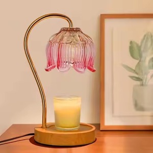Lampe chauffe-cire électrique à intensité variable avec couvercle métallique et base en bois, hauteur réglable, pour cires fondantes - Product Image 5