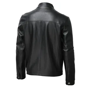 Chaqueta de Motociclista Vintage Premium GURUNA-Z para Hombre, Cuero PU Marrón, Cuello Alto, Cierre de Cremallera, Bloques de Color, Resistente al Viento, Forro Grueso de Lana - Product Image 2