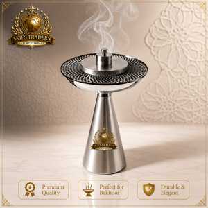 Brûleur d'encens en acier inoxydable de qualité supérieure avec base en marbre, Mabkhara moderne, brûleur de Bakhoor, parfum d'ambiance luxueux pour la maison, écologique et thérapeutique - Product Image 2