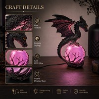 Décorations de dragon gothique en résine avec cristaux, alimentées par USB, pour la maison, avec éclairage LED doux et ambiance lumineuse