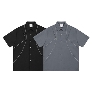 Men's Black Short Sleeve <b>TShirt</b> Regular Fit Solid Color Contrast Trim Casual Wear - Product Image 4