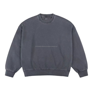 Ropa personalizada teñida Batik desteñida Sudadera 420g peso pesado Gris oscuro vintage sudadera para hombres - Product Image 6