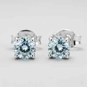 ต่างหูเงินแท้ 925 ประดับพลอยอะความารีน ดีไซน์เรียบหรู สำหรับคนเกิดเดือนมีนาคม ของขวัญเครื่องประดับอัญมณี - Product Image 3