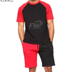 Ensemble short et t-shirt pour homme en coton, logo personnalisé imprimé, haute qualité, été, jogging, 2 pièces - Product Image 1
