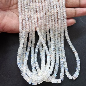 Perles de pierre de lune blanche AAA de forme ronde, 3-5 mm, 16 pouces, naturelles de Madagascar, pour la fabrication de bijoux, certifiées CMA, marque Jaipurgemshouse - Product Image 1