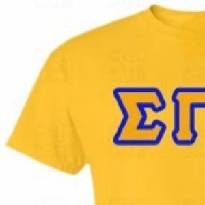 Camiseta Sigma Gamma Rho Negra con Letras Griegas, Azul, Informal para Mujer, Camiseta de Sororidad, Manga Corta, con Gráficos, Personalizada con Letras Griegas - Product Image 3