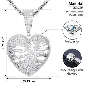 Elegant Heart Cut Pendant <b>Necklace</b> Trendy Fashion Jewelry <b>Solid</b> <b>Silver</b> Finish Fashion Jewelry Unisex Everyday Wear - Product Image 4