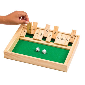 Juego de dados de madera Shut The Box con fichas numeradas y una superficie de juego de fieltro verde para entretenimiento familiar moderno - Product Image 2