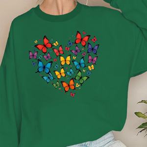 Sudaderas con estampado de mariposas coloridas en forma de corazón para mujer Tela de punto informal - Product Image 2