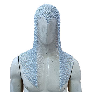 Coif en maille médiévale en aluminium à anneaux boutés de 10 mm, armure de chevalier pour adulte unisexe, costume de cosplay et de reconstitution historique - Product Image 1