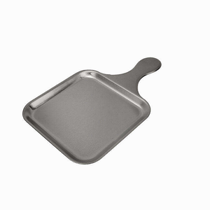 Plateau de service moderne en acier inoxydable poli, durable et écologique, avec poignée, pour steak, dessert, apéritif, plat plat, restaurant - Product Image 1