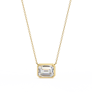 จี้เพชรทรงเหลี่ยมมรกตแบบฝังขอบทองคำขาว 14K สร้อยคอจี้เพชรเลี้ยงในห้องปฏิบัติการ เครื่องประดับมินิมอล ของขวัญสุดหรูสำหรับผู้หญิง - Product Image 1