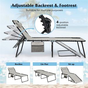 Sdraio da Patio Extra Large 27 Pollici con Schienale Regolabile in 4 Posizioni, Sedia Pieghevole per Prendere il Sole, Grigia - Product Image 4