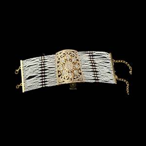 Leena Pearl Jadau Designer Fashion Cuff Bracelet - Product Image 1