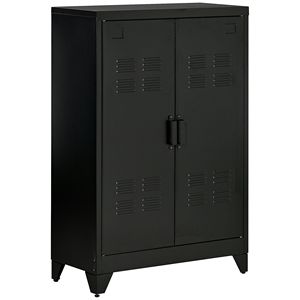 Mobiletto Organizzatore Nero per Cucina con Ante e Ripiani Regolabili per Angolo Caffè nel Soggiorno - Product Image 1