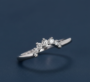 Anillo de Diamantes de 0.12 Quilates, Anillo de Compromiso con Diamantes Creados en Laboratorio, Oro Blanco, Banda de Boda Curvada, Venta al Por Mayor - Product Image 1