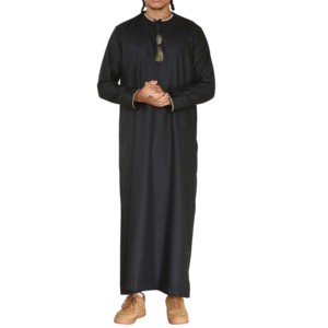 Men Islamic Robe Muslim <b>Kaftan</b> Long Sleeve Neck Solid Color Floor Length Polyester Lightweight Breathable Vintage Casual Dubai - Product Image 6