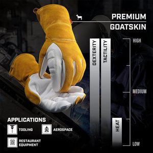 Gants de sécurité robustes en cuir croûte de vachette renforcé pour soudage TIG, résistants à l'abrasion et à la chaleur, pour travaux de construction - Product Image 4