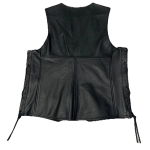 <b>Lightweight</b> Slim Breathable Zipper V-neck <b>Summer</b> Men's Iconic High Street Leather Vest Cow Skin Canvas - Product Image 3